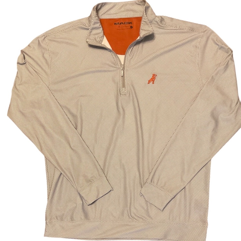 Mack by Horn Legend Mens Grey Gingham Quarter Zip Bamboo Charcoal Performance Lg